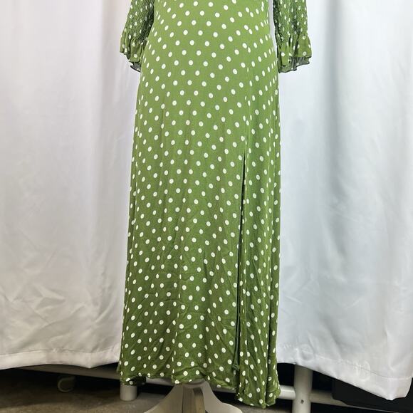 Reformation Edamame Green Carolena Polka Dot Midi Dress size 12 women - Picture 4 of 16